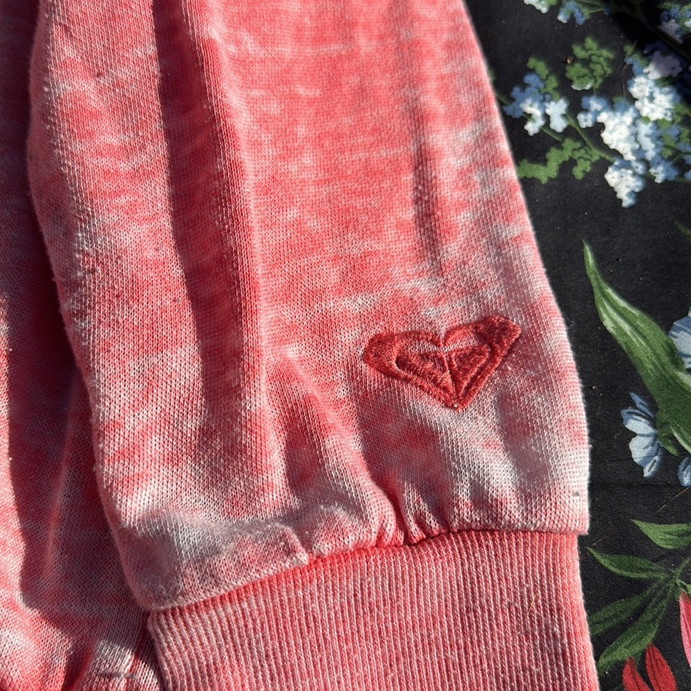 Roxy “wear your heart on your sleeve” wide crew neck graphic sweatshirt Pink M - Picture 3 of 8